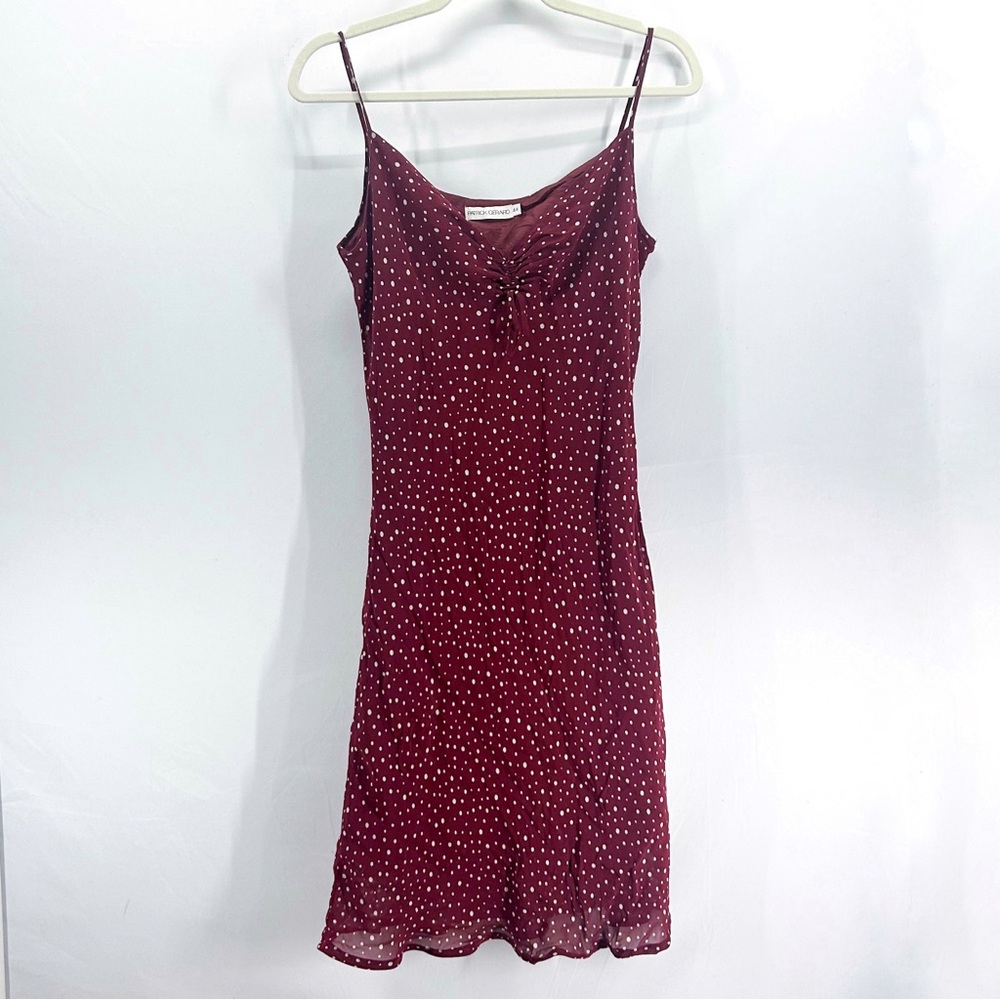Vintage Patrick Gerard Burgundy Red Polka Dot Sleeveless Midi Dress